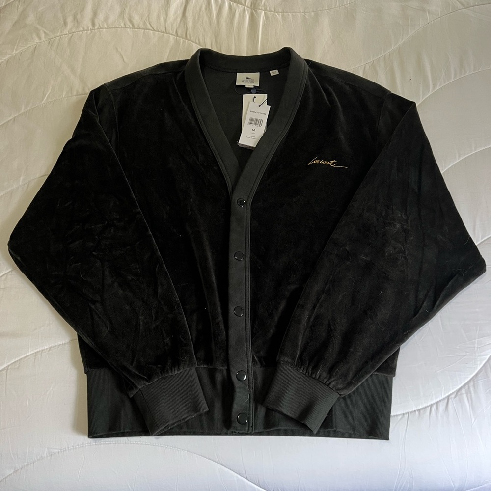 LACOSTE velour cardigan with snap closures